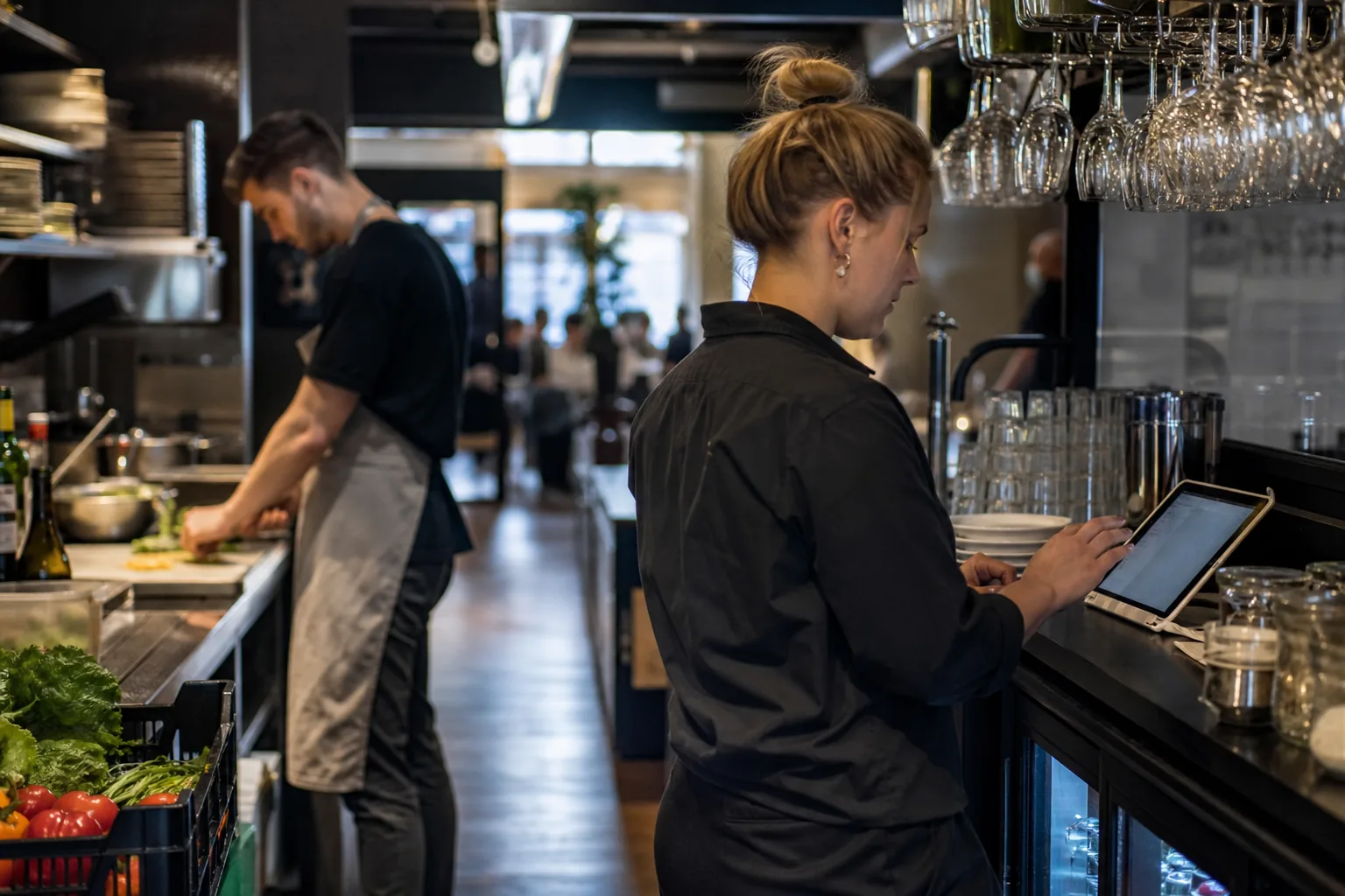 Werk in een Nederlandse horecakeuken. Beeld bij het artikel: Werk je beter met een allergenenmap in de la of met software achter de bar?